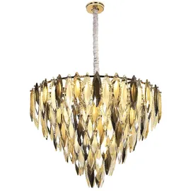 GLOBO Luster Kronleuchter Hängeleuchte Metall goldfarben K9 Kristall champagner D 60 cm