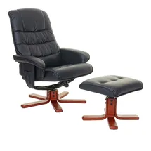 Mendler Relaxsessel HWC-E30, Fernsehsessel Liegesessel TV-Sessel mit Hocker, - Kunstleder schwarz