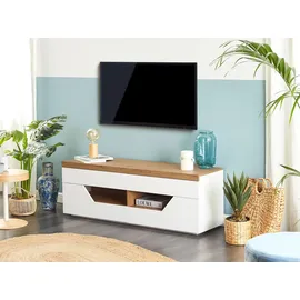 Beliani Cheval TV-Lowboard 140 x 50 x 40 cm Weiß/Braun Holzwerkstoff