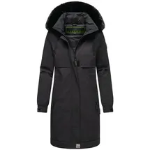 Navahoo Damen Mantel lange warme Winterjacke mit Kunstfell und Kapuze (beides abnehmbar) Kaltwetterretter 14 Black Gr. 5XL - 5XL