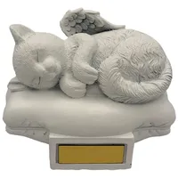 Monello Katzenurne Katze auf Kissen bis ca. 12 kg Tiergewicht individuelle Gravur auf Wunsch Katzenurne für Zuhause (Weiß)