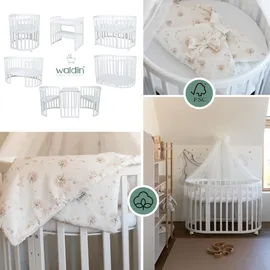 Waldin Babybett OWAL Kinderbett 7in1 mit Matratze, mitwachsendes Kinder-Bett