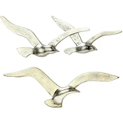 Wandobjekt Vögel Vogel Möwe Silber Aluminium B35cm - Set