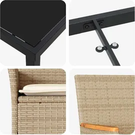 vidaXL Garten Essset mit Kissen Beige Poly-Rattan