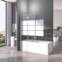 Duschwand für Badewanne 140x140 cm 3-teilig Faltbar Gestreift Badewannenfaltwand 6mm ESG Glas Nano Beschichtung Duschtrennwand