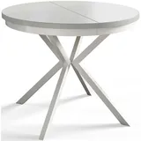 Alpi-Möbel Runder, Weiß, Weiß, Holzwerkstoff, Rund, X-Form, 90x76x90 cm, Esszimmer, Tische, Esstische
