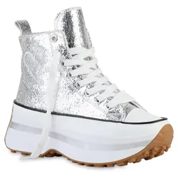 Damen Plateau Sneaker in Silber