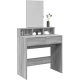 vidaXL Schminktisch, mit Spiegel Grau Sonoma 80x41x144,5 cm