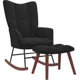 vidaXL Schaukelstuhl mit Hocker, Sessel Schwingstuhl mit Armlehne, Schaukelsessel Relaxstuhl Wohnzimmer, Relaxsessel Schwingsessel, Schwarz Samt