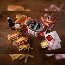 Ariete 206R Party Time 2 in 1 Hot Dog Maker, rot - Erhitzt 2 Würstchen und röstet zwei Hot Dog - Brötchen gleichzeitig