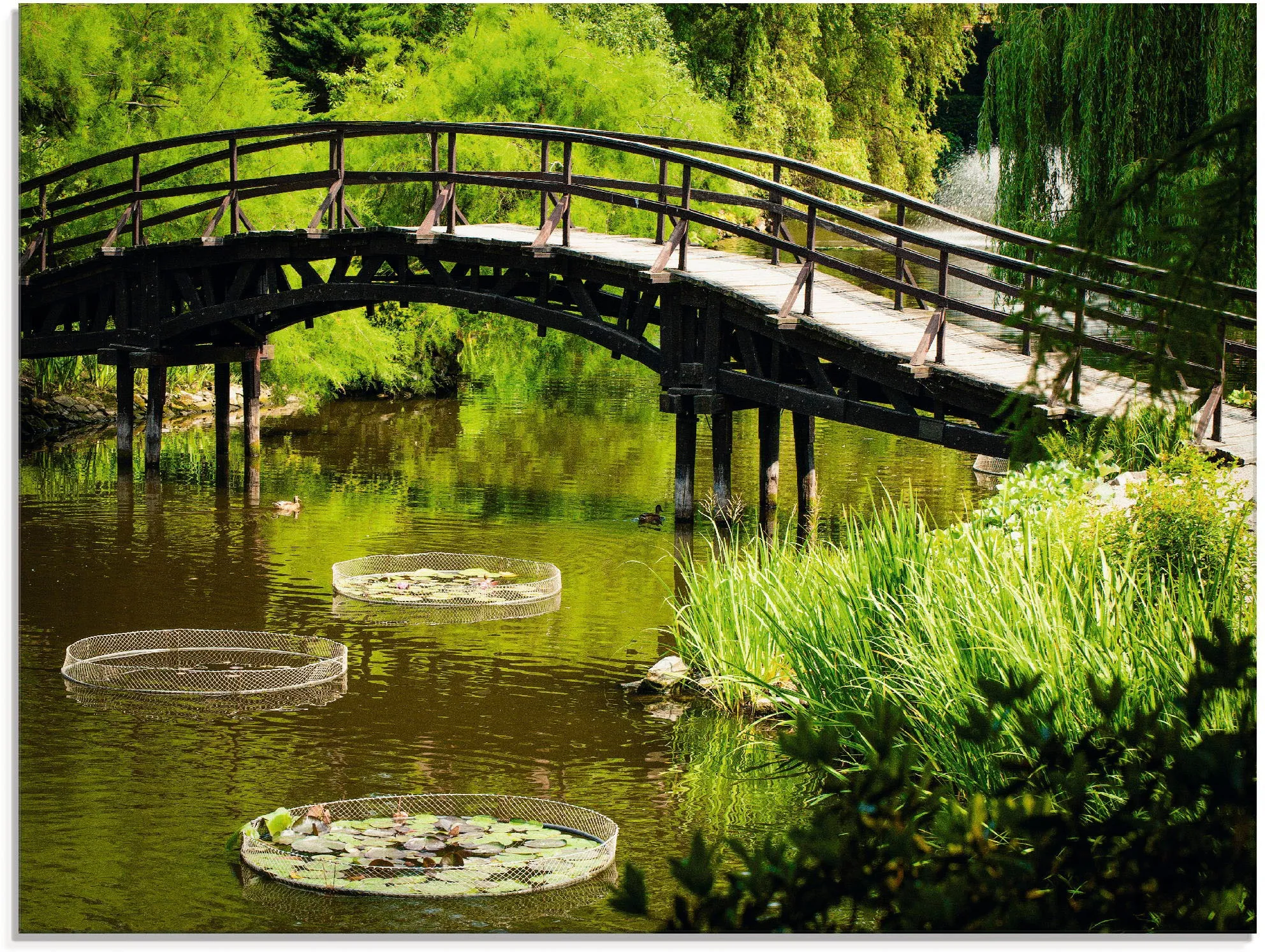 Glasbild »Gartenbrücke«, Garten, (1 St.), in verschiedenen Größen, 20618749-0 grün B/H: 80 cm x 60 cm