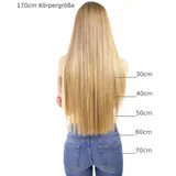 hair2heart Echthaar-Extension Glatte Echthaartresse #8/03 Hellblond Natur-Gold 40cm goldfarben