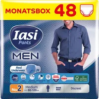 IASI Pants MEN, 48 Einweghosen für Harnverlust, Größe M für Männer, Elastisch, 48 Stück