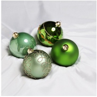 MARELIDA Weihnachtsbaumkugel Christbaumkugel Weihnachtskugel Glas D: 10cm glänzend matt grün salbeigrün 4 St. (4 Stück)