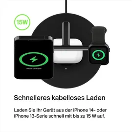 Belkin BoostCharge Pro Drahtloses 3-in-1-Ladegerät mit MagSafe 15W schwarz