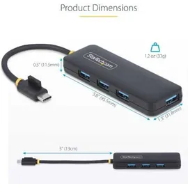 Startech StarTech.com 4-Port USB-C Hub, USB-C zu 4x USB-A, Busbetrieben Mini Hub, Multi-Port USB 3.0 Splitter, Desktop USB Hub