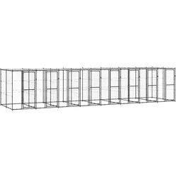 Outdoor-Hundezwinger Stahl mit Überdachung 19,36 m2