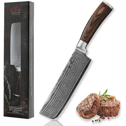 Wakoli EDIB Nakiri Messer I 17,50 cm Klinge aus 67 Lagen Damaststahl I Pakkaholzgriff