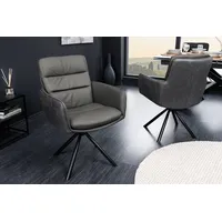 Riess-Ambiente Stuhl BIG GEORGE grau Echtleder Microfaser mit Armlehne