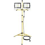 PICAA 200W Doppelkopf LED Baustrahler Kaltweiß mit Stativ, 20000 Lumen LED Fluter Arbeitsscheinwerfer Wasserdicht IP66 für Innen-und Außenbereich - Garage, Garten, Sportplatz, Baustelle 6500K