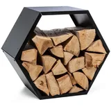 Blumfeldt Holzspeicher Hexagon-form Stahl 50,2 x 58 x 32 cm Schwarz