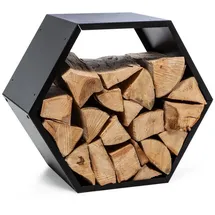 Blumfeldt Holzspeicher Hexagon-form Stahl 50,2 x 58 x 32 cm Schwarz