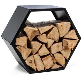 Blumfeldt Holzspeicher Hexagon-form Stahl 50,2 x 58 x 32 cm Schwarz