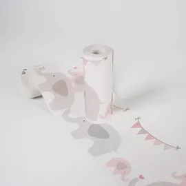 A.S. Création selbstklebende Bordüre - Papierbordüre mit kinderfreundlichen Motiven in Rosa, Grau Weiß - auf 5,00 m x 0,15 m je Rolle