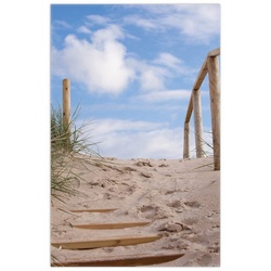 Teppich Auf der Holztreppe zum Strand, Wallario, rechteckig, rutschfest braun 90 cm x 140 cm