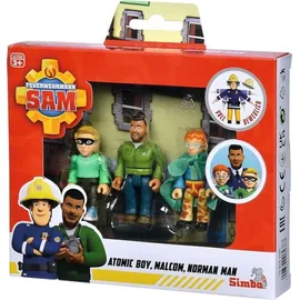 Simba Feuerwehrmann Sam Superhelden Figurenset, Polizist Malcom, Norman und James, voll beweglich, 7,5 cm