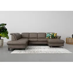 Wohnlandschaft SIT & MORE "Maggiore U-Form", braun, B:312cm T:224cm, 100% Polyester, Sofas, wahlweise mit Kopfteilverstellung, Bettfunktion und Stauraum