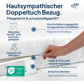 AM Qualitätsmatratzen Orthopädische 7-Zonen Taschenfederkernmatratze 100x220 cm H2 | 100/220 | Federkernmatratze | Härtegrad H2 | 7 Zonen |