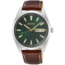 Quarzuhr SEIKO, braun, Armbanduhren, Damen, Armbanduhr, Herrenuhr, Damenuhr, Datum, Saphirglas, Lederarmband