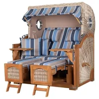 Bene living Strandkorb Komplettset Ammersee Grande XL Teak Bullauge