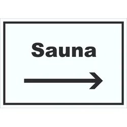 Sauna Schild mit Text und Richtungspfeil rechts Erholung Entspannung waagerecht A5 (148x210mm)
