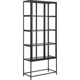 Actona GROUP, schwarz (esche schwarz, matt schwarz), B:77cm H:186cm T:35cm, Melamin, Metall, Schränke, mit Glastüren und Metallrahmen, 4 Einlegeböden, B: 77 x H: 185,6 cm