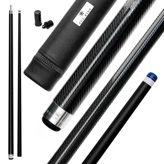 Cue-King Pool-Queue, Break Queue, Militärqualität, Carbon, 147,3 cm, 510,3 g, 2 Stück mit 12,5 mm Premium-Spitze, mit glänzendem freigelegtem Carbon, professioneller Pool-Queue (mit