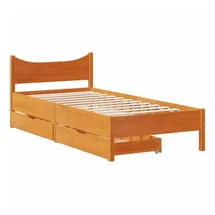 vidaXL Massivholzbett 90 x 200 cm Wachsbraun