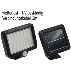 ChiliTec Solar Wandleuchte m. Bewegungsmelder 300lm, 6000K, Akku, externe Solarzelle - Schwarz