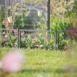 Relaxdays Beetzaun Metall GOTH, 16tlg. silber