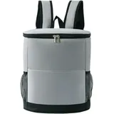 Surwin Isolierter Kühl Rucksack, Kühltasche Rucksack Auslaufsicher Wasserdicht Picknickrucksack 15L Tragbare Kühlrucksack Picknicktasche für Outdoor Picknick Camping BBQ (Grau,33x29x16cm)