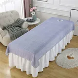 Highdi Massage Bettlaken mit Loch, Waschbare Massage Tischdecke Atmungsaktiv Bezug für Massageliege Weiches Beauty Betttisch-Bezug (120x200CM,Grau Blau)