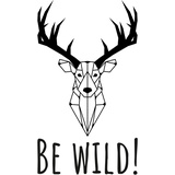 GRAZDesign Wandtattoo Hirsch Wohnzimmer Be Wild, Hirschkopf Wanddeko Schlafzimmer, Wand Deko, Wandaufkleber, Geweih, 100x57cm (HxB), 070 schwarz