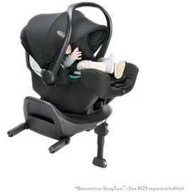 Graco SnugLiteTM i-Size R129 Babyschale, ab Geburt bis ca. 12 Monate (40 bis 75 cm), leicht, kompatibel mit ISOFIX-Basisstation SnugTurnTM i-Size R129 (separat), Neugeboreneneinlage, schwarz,