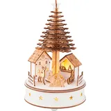Kaemingk Lumineo LED Weihnachtsdorf batteriebetrieben Holz Ø 15 x 25 cm warmweiß natur