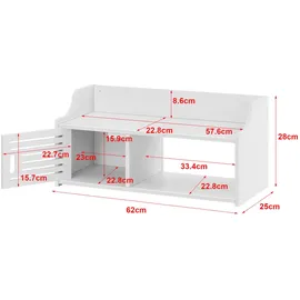 [en.casa] Hängeschrank Norberg Badschrank 28x62x25cm WPC Wandschrank Weiß,