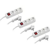 Meister Craft Meister Steckdosenleiste 7430460, mit 2m Kabel, 3-fach in weiß mit Schalter, 3 Stück