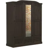 Dynamic24 3-türiger Kiefer Kleiderschrank New Mexico mit Spiegel kolonial