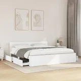 vidaXL Bettgestell mit Kopfteil ohne Matratze Weiß 200x200 cm