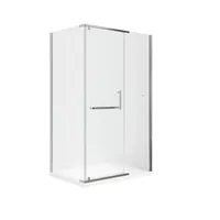 Buylando Clara Eckdusche mit Drehtür 90 x 195 cm silber satiniert